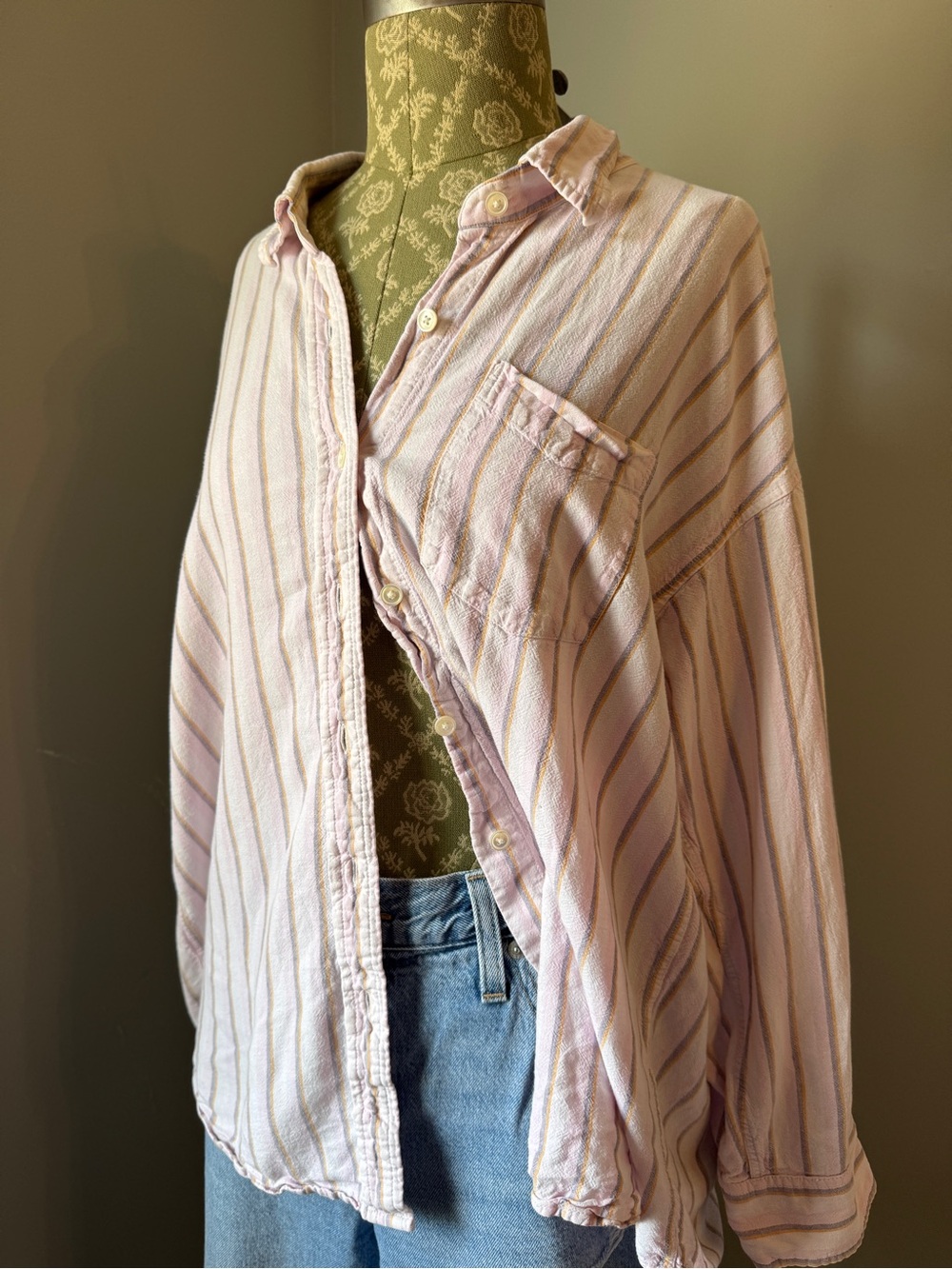 Wilfred Pale Pink Striped Button-Down Shirt - Picture 2 of 4